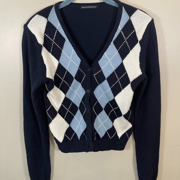 Brandy Melville Sweaters - Brandy Melville Elizabeth Argyle Sweater Cardigan